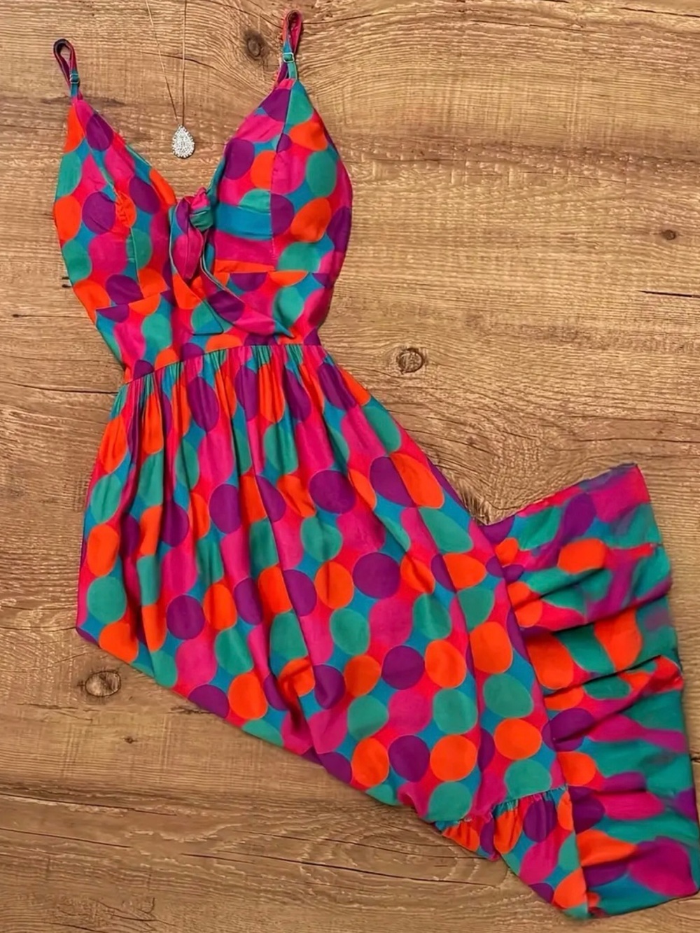 SHEIN Pink, Teal, Orange & Purple Polka Dot Maxi Dress
